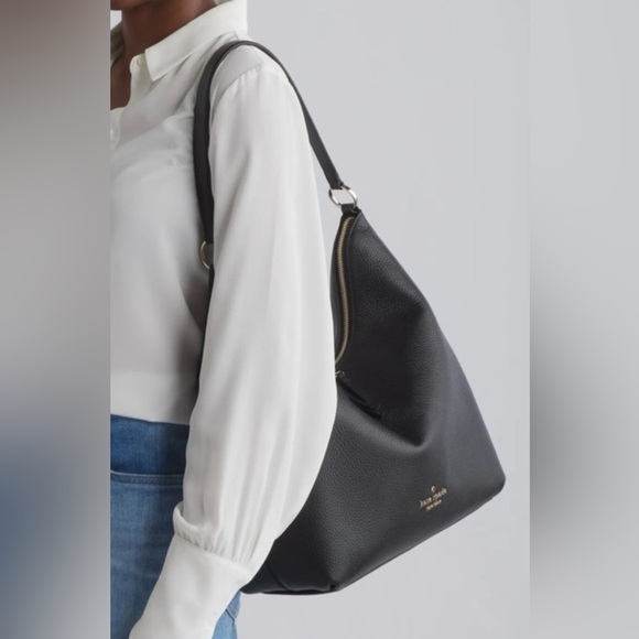 Kate Spade New York Zippy Large Shoulder Bag Black Pebbled Leather NWT - Picture 11 of 12